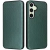 Phonesta Carbon Fiber Skin Book Wallet Case hoesje voor Samsung Galaxy S24 FE - Donkergroen