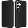 Phonesta Carbon Fiber Skin Book Wallet Case hoesje voor Samsung Galaxy S24 FE - Zwart