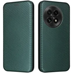 Phonesta Carbon Fiber Skin Book Wallet Case hoesje voor OnePlus 13 - Donkergroen