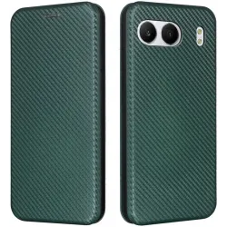 Phonesta Carbon Fiber Skin Book Wallet Case hoesje voor OnePlus Nord 4 - Donkergroen