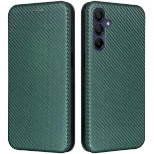 Phonesta Carbon Fiber Skin Book Wallet Case hoesje voor Samsung Galaxy A16 - Donkergroen