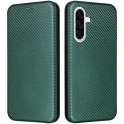 Phonesta Carbon Fiber Skin Book Wallet Case hoesje voor Samsung Galaxy A26 - Donkergroen