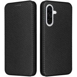 Phonesta Carbon Fiber Skin Book Wallet Case hoesje voor Samsung Galaxy A36 - Zwart