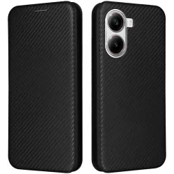Phonesta Carbon Fiber Skin Book Wallet Case hoesje voor Xiaomi Poco X7 Pro - Zwart