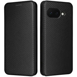 Phonesta Carbon Fiber Skin Book Wallet Case hoesje voor Google Pixel 9a - Zwart