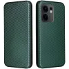 Phonesta Carbon Fiber Skin Book Wallet Case hoesje voor Oppo Reno13 F 4G/5G / Reno13 FS 5G - Donkergroen