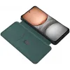 Phonesta Carbon Fiber Skin Book Wallet Case hoesje voor Realme 14x / C75 - Donkergroen 2