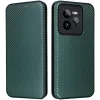 Phonesta Carbon Fiber Skin Book Wallet Case hoesje voor Realme GT 7 Pro - Donkergroen