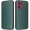Phonesta Carbon Fiber Skin Book Wallet Case hoesje voor Motorola Edge 50 Fusion - Donkergroen