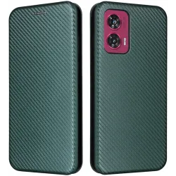 Phonesta Carbon Fiber Skin Book Wallet Case hoesje voor Motorola Edge 50 Fusion - Donkergroen