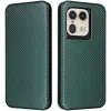 Phonesta Carbon Fiber Skin Book Wallet Case hoesje voor Motorola Edge 50 Ultra - Donkergroen
