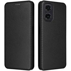 Phonesta Carbon Fiber Skin Book Wallet Case hoesje voor Motorola Moto G35 - Zwart