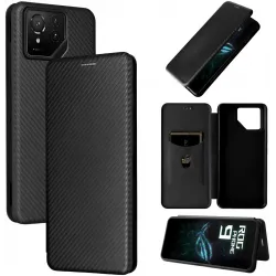 Phonesta Carbon Fiber Skin Book Wallet Case hoesje voor Asus ROG Phone 9/9 Pro - Zwart