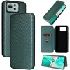 Phonesta Carbon Fiber Skin Book Wallet Case hoesje voor Asus Zenfone 12 Ultra - Donkergroen