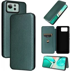 Phonesta Carbon Fiber Skin Book Wallet Case hoesje voor Asus Zenfone 12 Ultra - Donkergroen