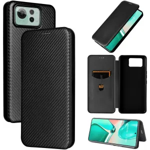 Phonesta Carbon Fiber Skin Book Wallet Case hoesje voor Asus Zenfone 12 Ultra - Zwart