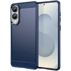 Phonesta Carbon Silicone Back Cover hoesje voor Samsung Galaxy S25 Edge - Blauw