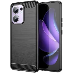 Phonesta Carbon Silicone Back Cover hoesje voor Oppo Reno13 F 4G/5G / Reno13 FS 5G - Zwart