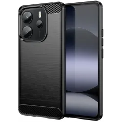 Phonesta Carbon Silicone Back Cover hoesje voor Xiaomi Redmi Note 14 4G - Zwart