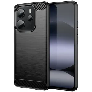 Phonesta Carbon Silicone Back Cover hoesje voor Xiaomi Redmi Note 14 4G - Zwart
