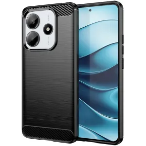 Phonesta Carbon Silicone Back Cover hoesje voor Xiaomi Redmi Note 14 5G - Zwart