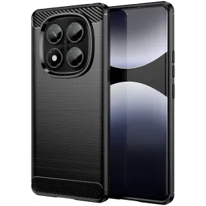 Phonesta Carbon Silicone Back Cover hoesje voor Xiaomi Redmi Note 14 Pro 4G - Zwart