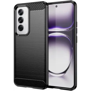 Phonesta Carbon Silicone Back Cover hoesje voor Oppo Reno12 - Zwart