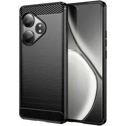 Phonesta Carbon Silicone Back Cover hoesje voor Realme GT 6 - Zwart