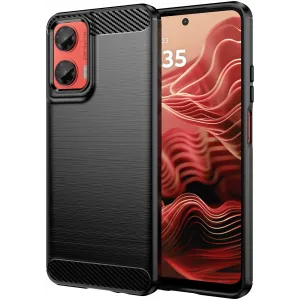 Phonesta Carbon Silicone Back Cover hoesje voor Motorola Moto G35 - Zwart