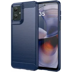 Phonesta Carbon Silicone Back Cover hoesje voor Motorola Moto G55 - Blauw