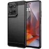 Phonesta Carbon Silicone Back Cover hoesje voor Motorola Moto G75 - Zwart