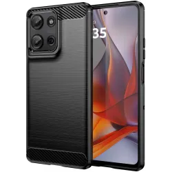 Phonesta Carbon Silicone Back Cover hoesje voor Motorola Moto G75 - Zwart