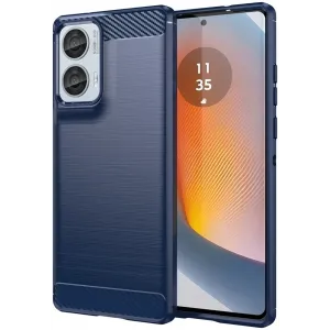 Phonesta Carbon Silicone Back Cover hoesje voor Motorola Edge 50 Fusion - Blauw