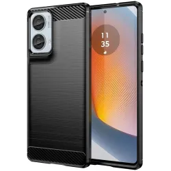 Phonesta Carbon Silicone Back Cover hoesje voor Motorola Edge 50 Fusion - Zwart