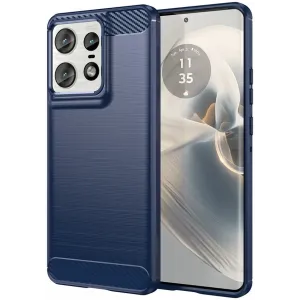 Phonesta Carbon Silicone Back Cover hoesje voor Motorola Edge 50 Pro - Blauw