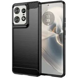 Phonesta Carbon Silicone Back Cover hoesje voor Motorola Edge 50 Pro - Zwart