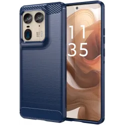 Phonesta Carbon Silicone Back Cover hoesje voor Motorola Edge 50 Ultra - Blauw