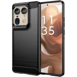 Phonesta Carbon Silicone Back Cover hoesje voor Motorola Edge 50 Ultra - Zwart