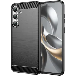 Phonesta Carbon Silicone Back Cover hoesje voor Samsung Galaxy S25 FE - Zwart