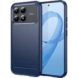 Phonesta Carbon Silicone Back Cover hoesje voor Xiaomi Poco F8 Pro - Blauw