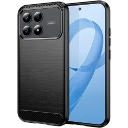 Phonesta Carbon Silicone Back Cover hoesje voor Xiaomi Poco F8 Pro - Zwart