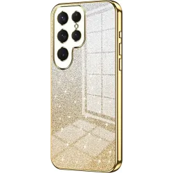 Phonesta Crystal Sparkle Silicone Back Cover hoesje voor Samsung Galaxy S25 Ultra - Goud