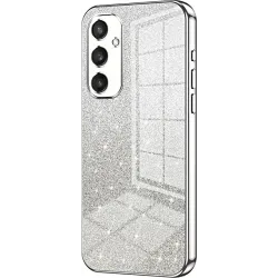 Phonesta Crystal Sparkle Silicone Back Cover hoesje voor Samsung Galaxy S25 - Zilver