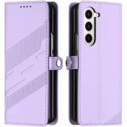 Phonesta Embossed Lines Book Wallet Case hoesje voor Samsung Galaxy Z Fold 6 - Paars