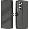 Phonesta Embossed Lines Book Wallet Case hoesje voor Samsung Galaxy Z Fold 6 - Zwart