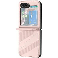 Phonesta Embossed Lines Back Cover hoesje voor Samsung Galaxy Z Flip 7 FE / Z Flip 6 - Roze