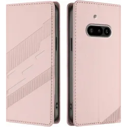Phonesta Embossed Lines Book Wallet Case hoesje voor Nothing Phone (3a) - Roze