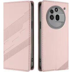 Phonesta Embossed Lines Book Wallet Case hoesje voor Nothing Phone (3a) Pro - Roze