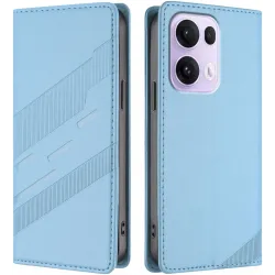 Phonesta Embossed Lines Book Wallet Case hoesje voor Oppo Reno13 Pro - Lichtblauw