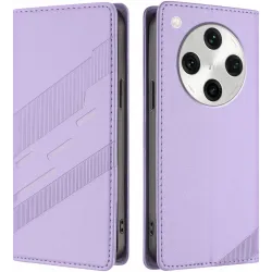 Phonesta Embossed Lines Book Wallet Case hoesje voor Oppo Find X8 Pro - Paars